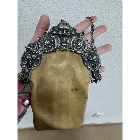 French Antique Sterling Silver Gargoyle Mascaron Frame Purse - Picture 8 of 14